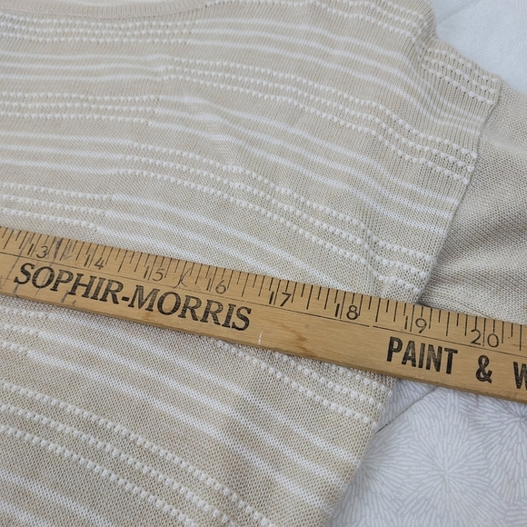 Tan white stripe long sleeve tunic lightweight sweater scoop neck nautical NWT S - Picture 6 of 9